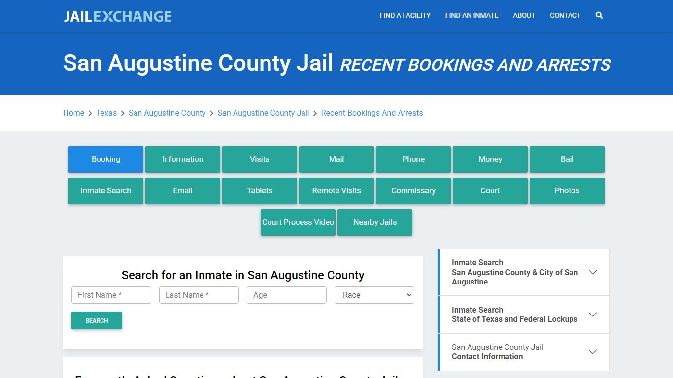 San Augustine County Jail Recent Bookings And Arrests