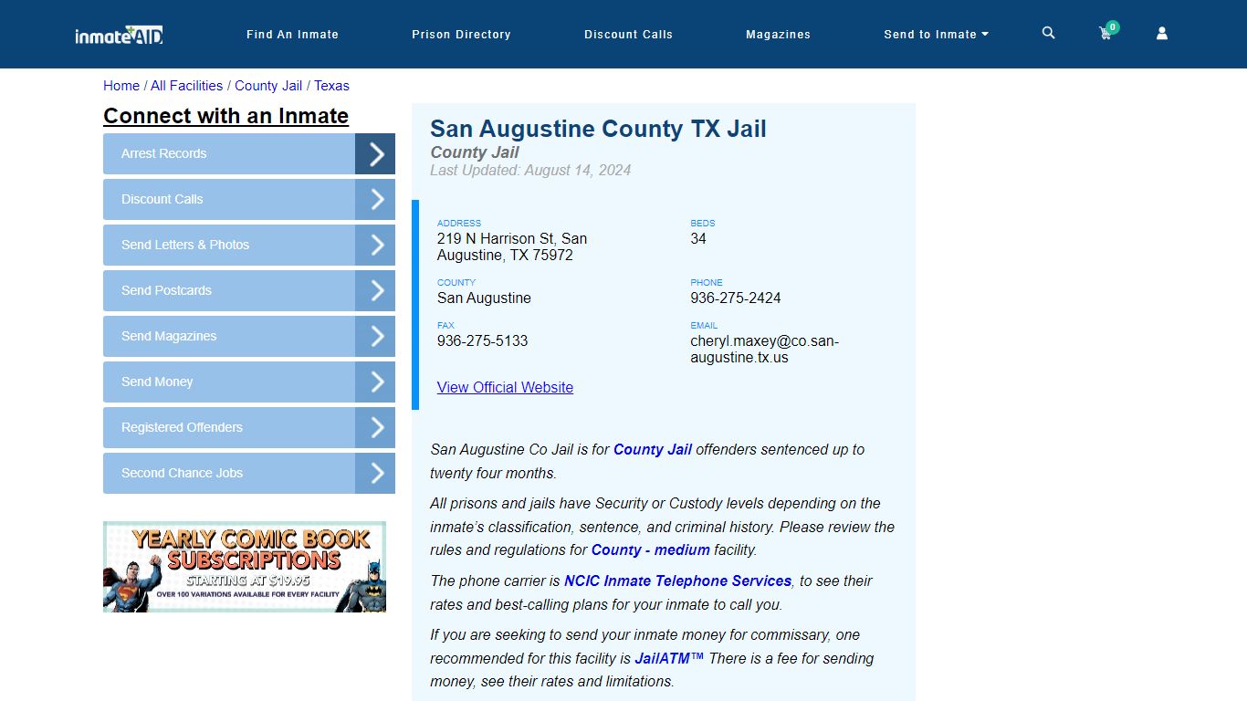 San Augustine County TX Jail - Inmate Locator